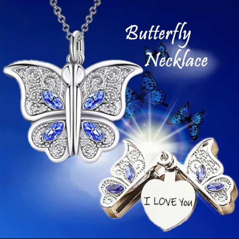 Fashion Butterfly Heart Pendant Necklace for Women