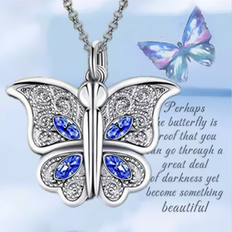 Fashion Butterfly Heart Pendant Necklace for Women