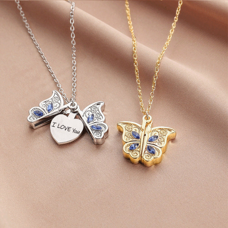 Fashion Butterfly Heart Pendant Necklace for Women
