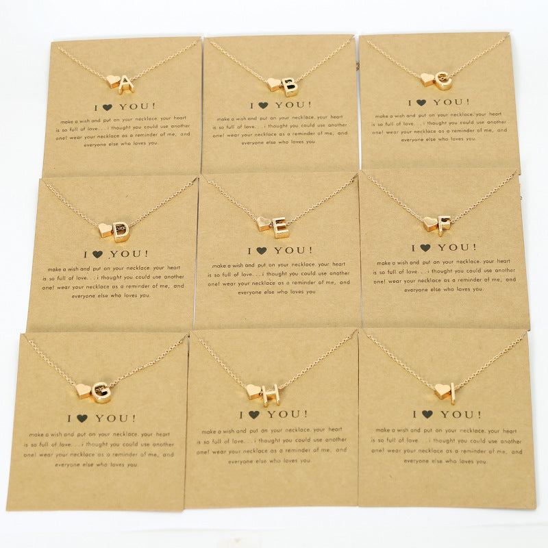 Fashion Heart Alphabet Pendant Necklace - Minimalist Copper Plated Design