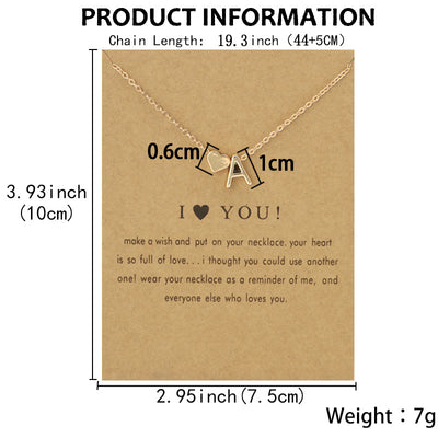 Fashion Heart Alphabet Pendant Necklace - Minimalist Copper Plated Design