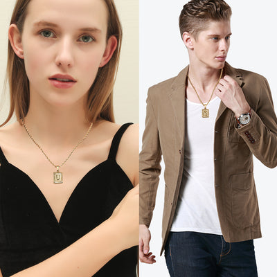 Men's 18k Gold Plated Stainless Steel Letter Pendant Necklace