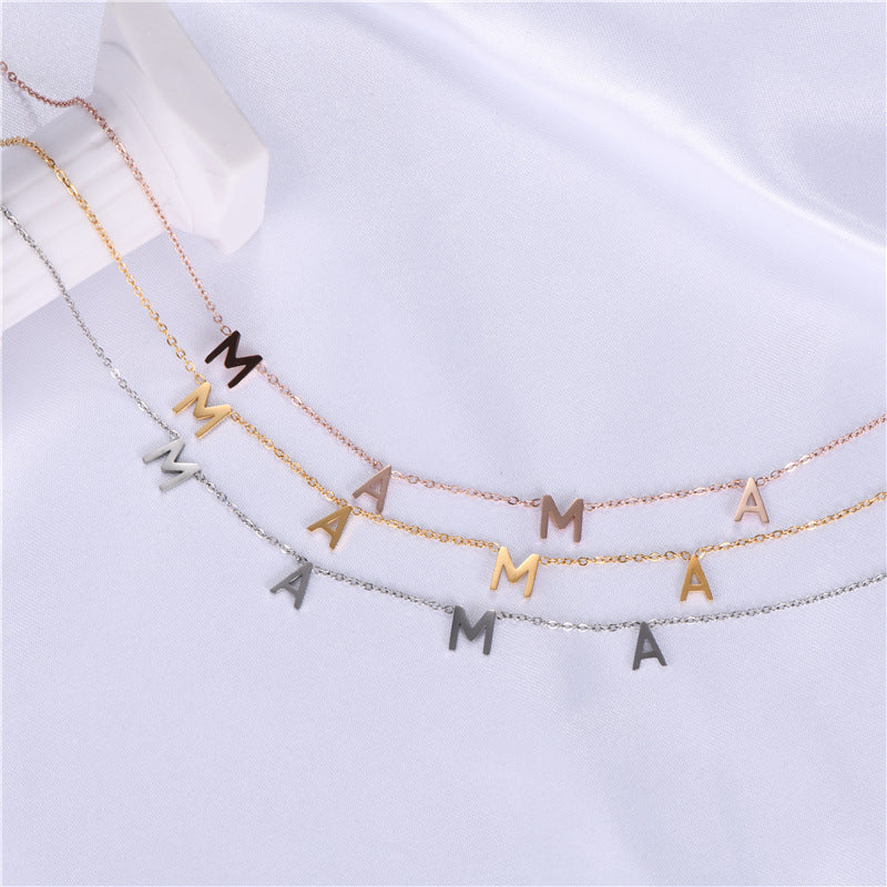 Fashion Letter Stainless Steel Gold Plated Friendship Pendant Necklace