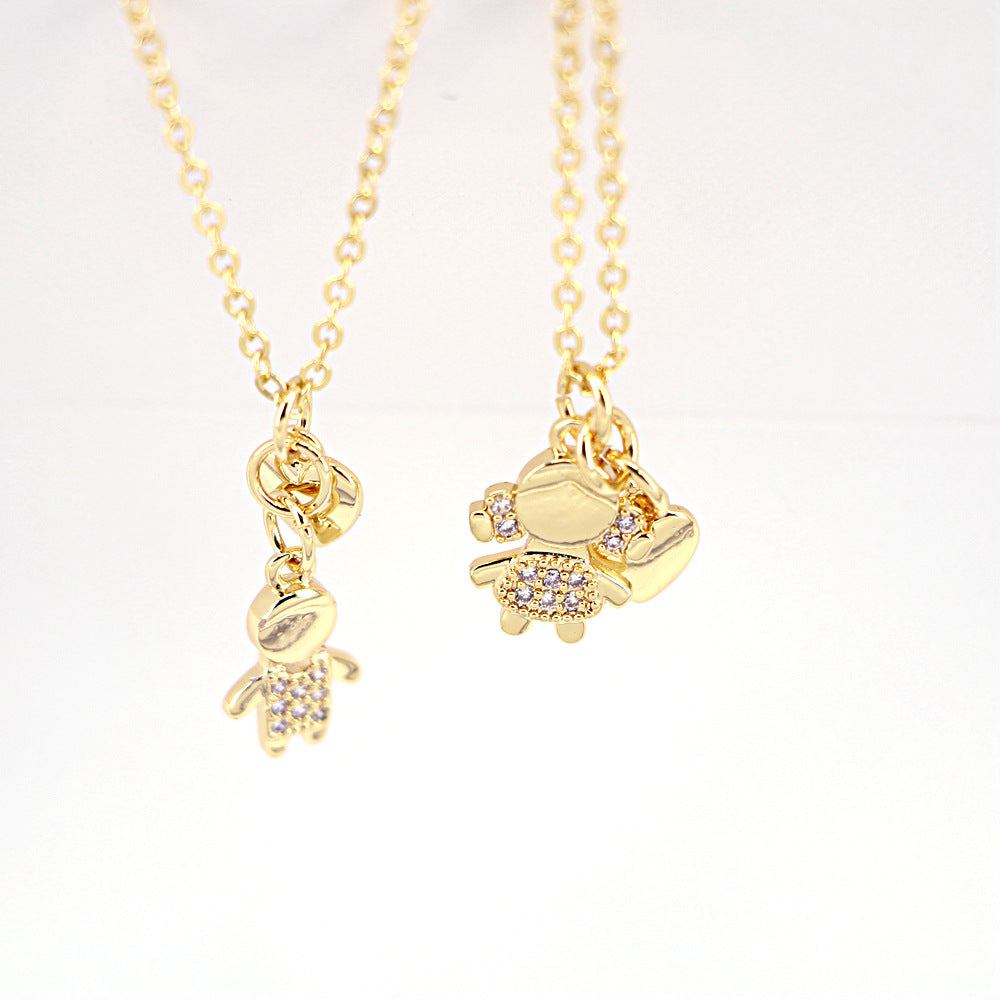 Fashion Letters MOM Heart-shaped Zircon Pendant Necklace