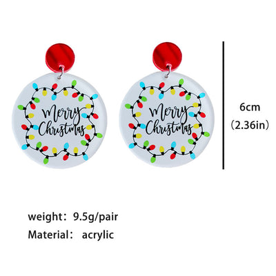 Acrylic Christmas Tree and Lips Letter Drop Earrings for Women
