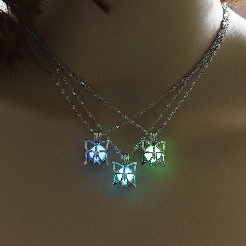 Luminous Butterfly Pendant Necklace for Halloween