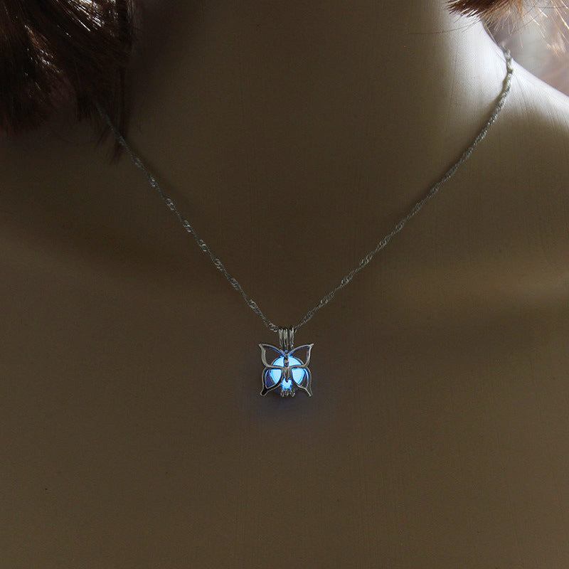 Luminous Butterfly Pendant Necklace for Halloween