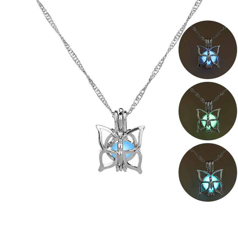 Luminous Butterfly Pendant Necklace for Halloween