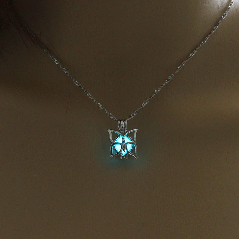 Luminous Butterfly Pendant Necklace for Halloween