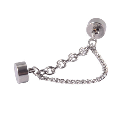 Fashion Titanium Steel Magnetic Nose Ring with Chain and Stud Design