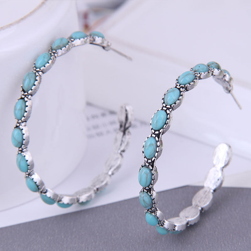 Fashion Alloy Turquoise Geometric Tassel Earrings