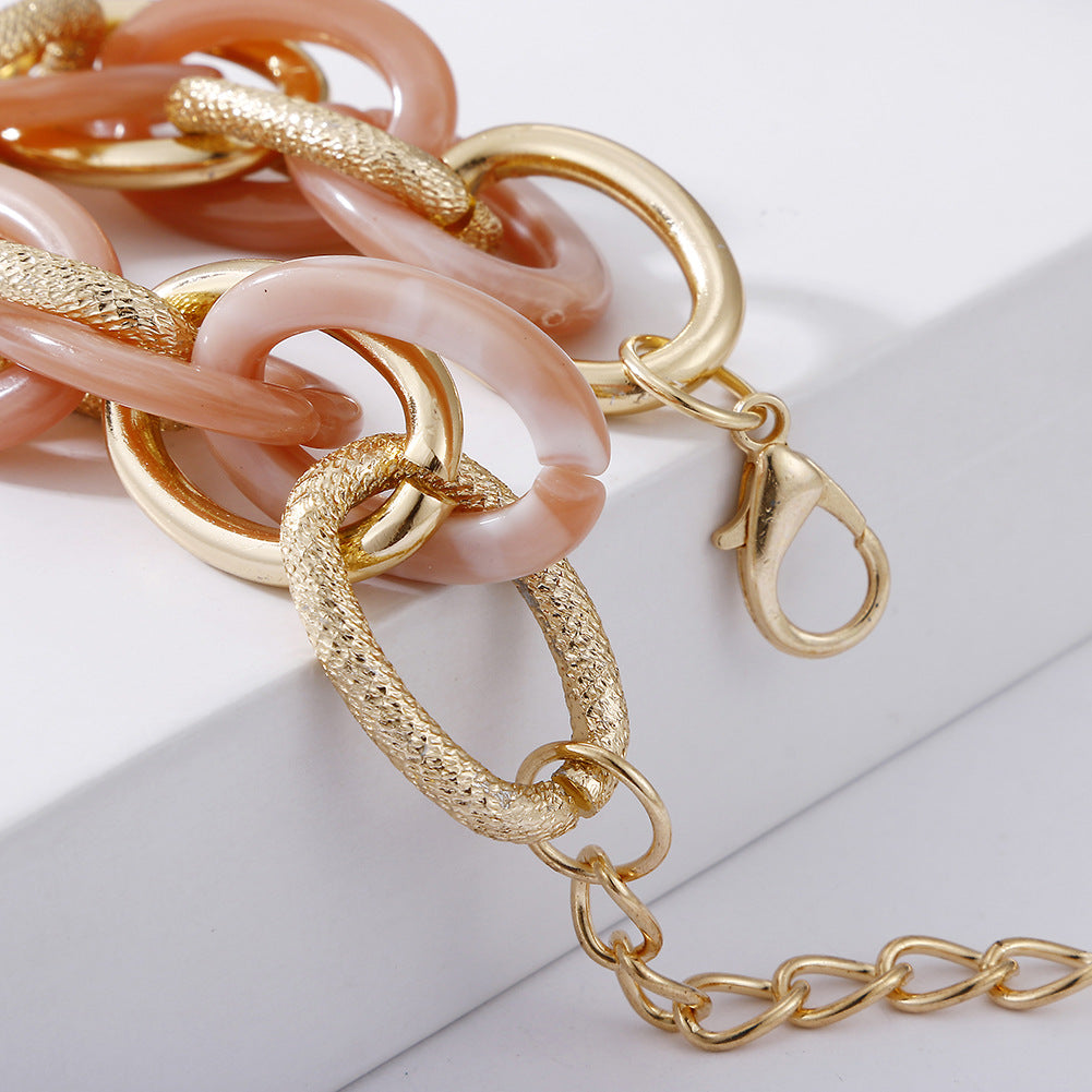Geometric Multi-layer Metal and Acrylic Leopard Print Bracelet