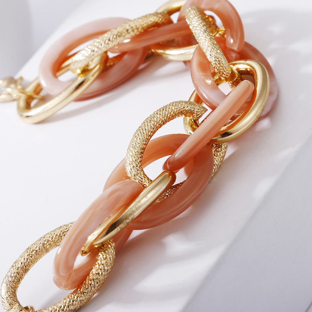Geometric Multi-layer Metal and Acrylic Leopard Print Bracelet