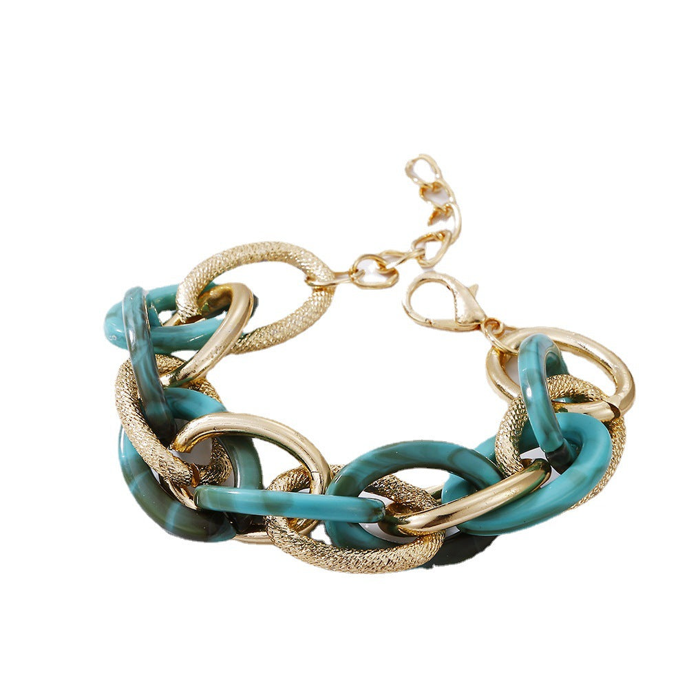 Geometric Multi-layer Metal and Acrylic Leopard Print Bracelet