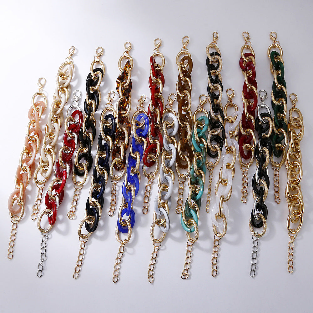 Geometric Multi-layer Metal and Acrylic Leopard Print Bracelet