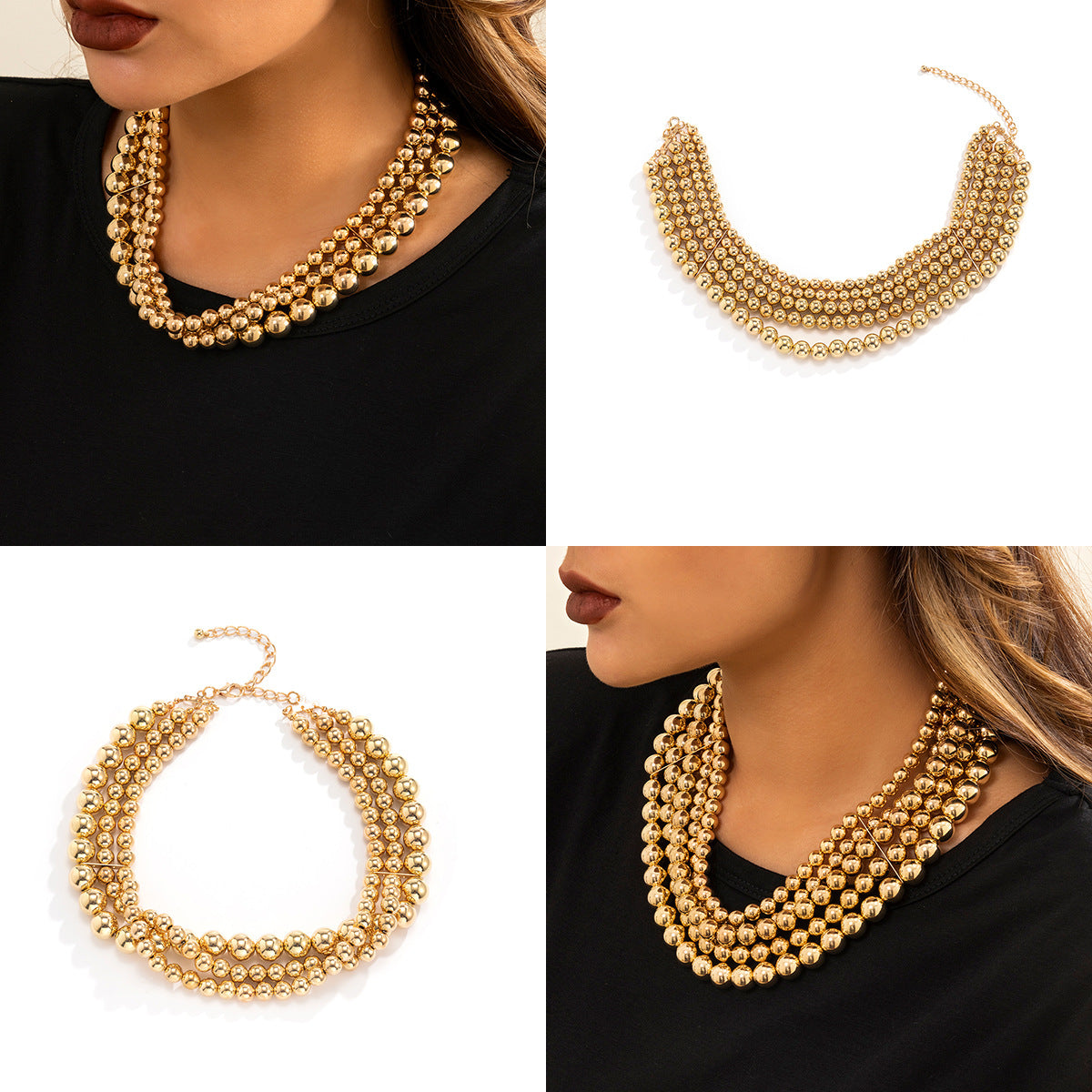 Fashion Multi-layered Geometric Punk Necklace and Bracelet Set