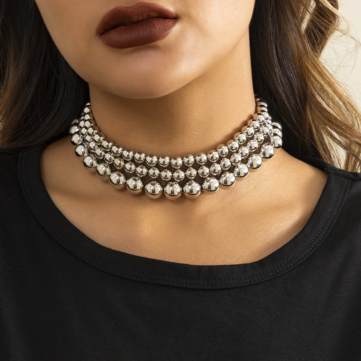 Fashion Multi-layered Geometric Punk Necklace and Bracelet Set