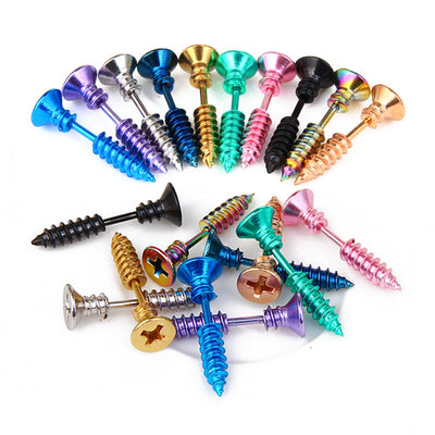 Fashion Multicolor Titanium Steel Screw Halloween Stud Earrings