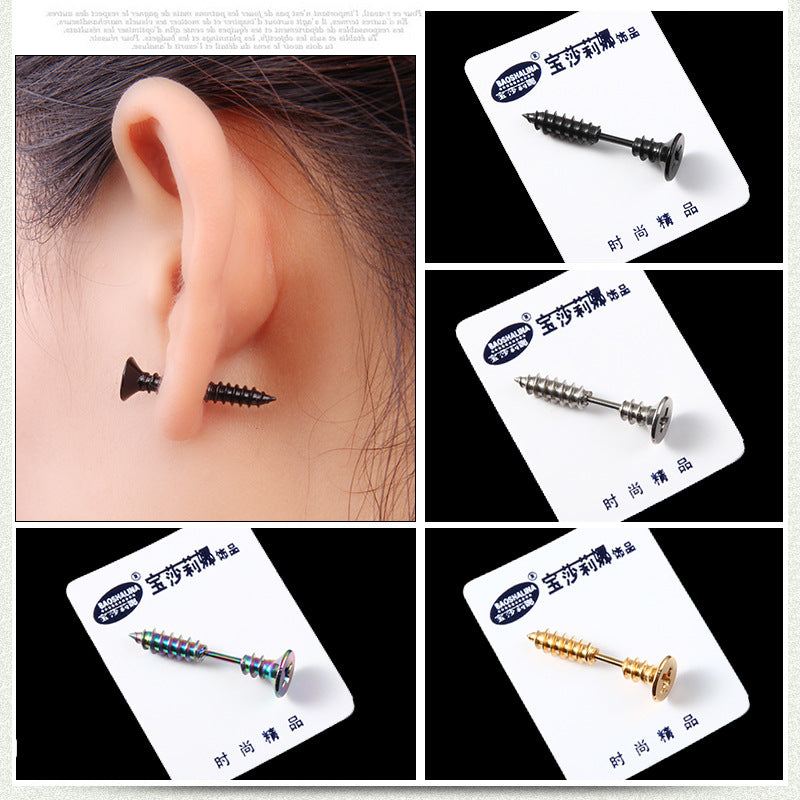 Fashion Multicolor Titanium Steel Screw Halloween Stud Earrings