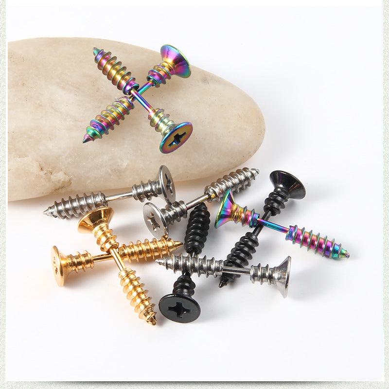 Fashion Multicolor Titanium Steel Screw Halloween Stud Earrings