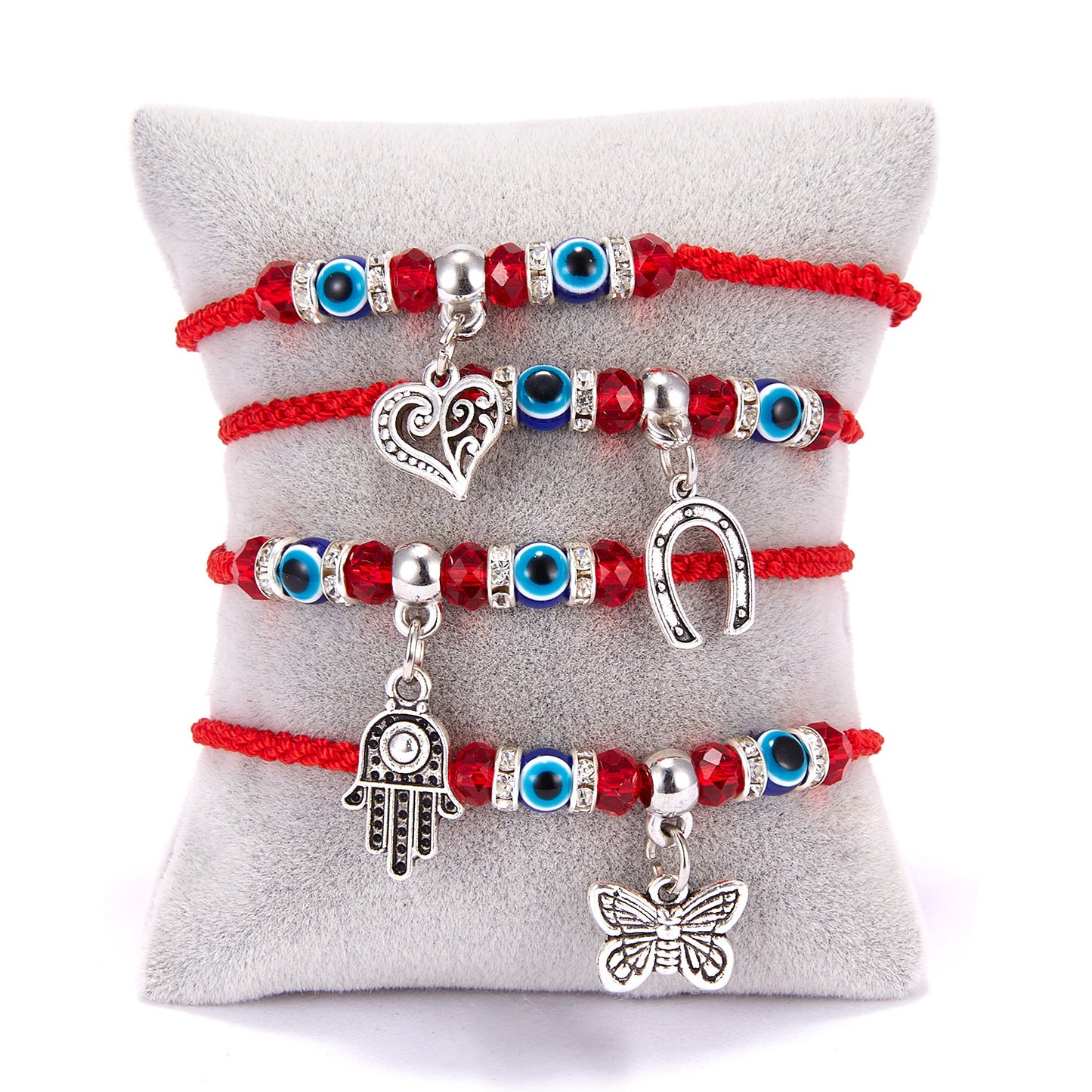 Fashion Butterfly Turtle Owl Palm Blue Eye Evil Adjustable Braided Alloy Bracelet