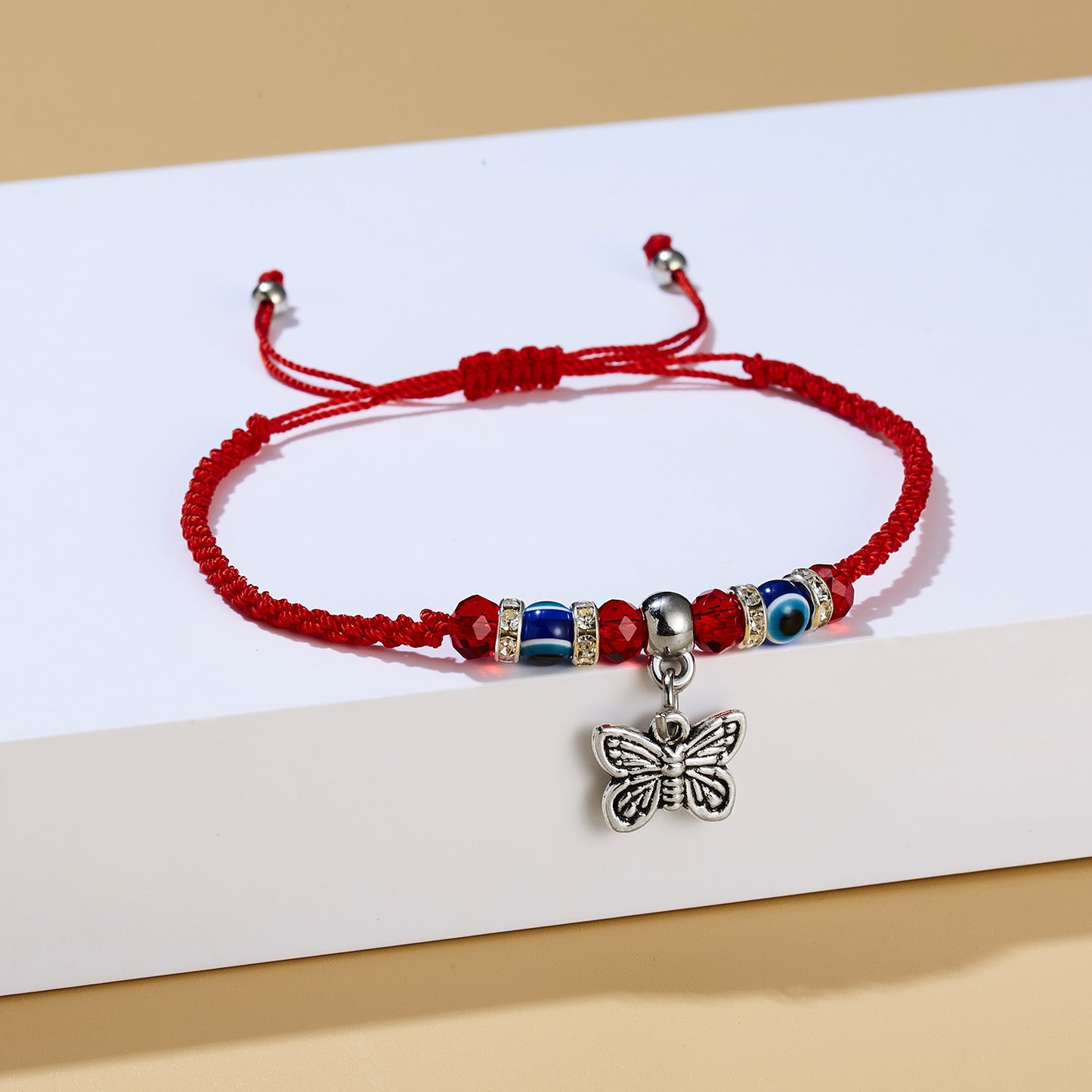 Fashion Butterfly Turtle Owl Palm Blue Eye Evil Adjustable Braided Alloy Bracelet