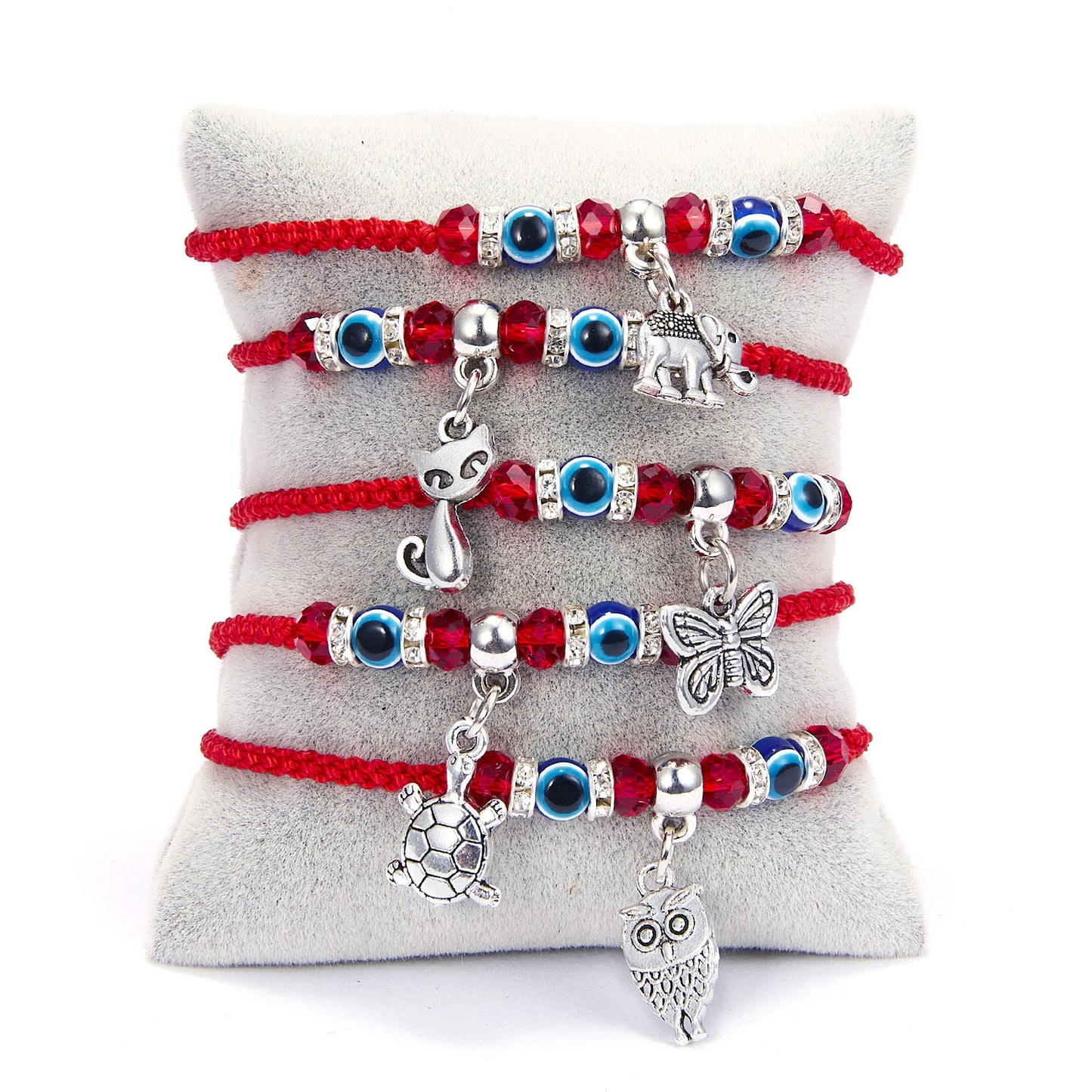 Fashion Butterfly Turtle Owl Palm Blue Eye Evil Adjustable Braided Alloy Bracelet