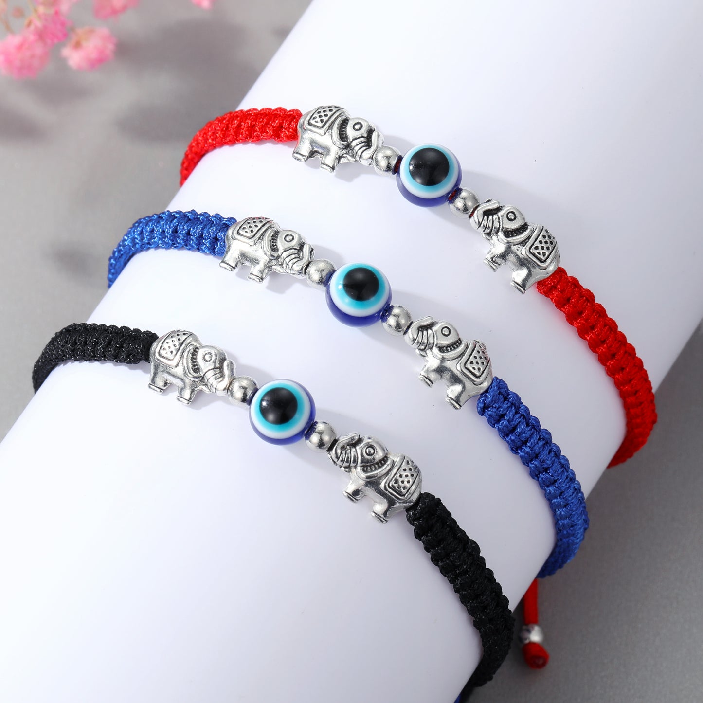 Creative Silver Elephant Beaded Adjustable Bracelet