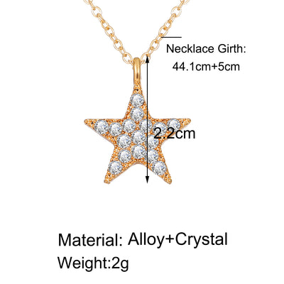 Elegant Diamond Star Moon & Heart Pendant Necklace for Women