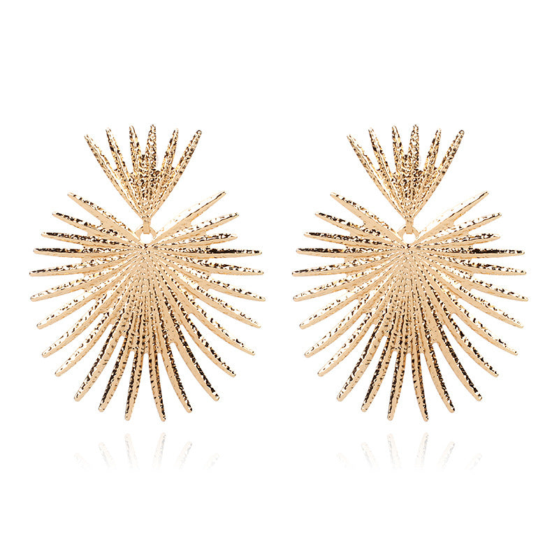 Geometric Punk Statement Alloy Gold Fan Earrings