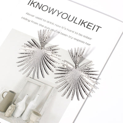 Geometric Punk Statement Alloy Gold Fan Earrings