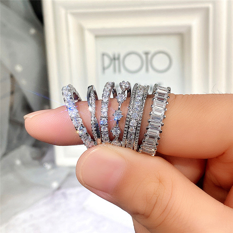 Elegant Zircon Platinum Plated Copper Ring for Women