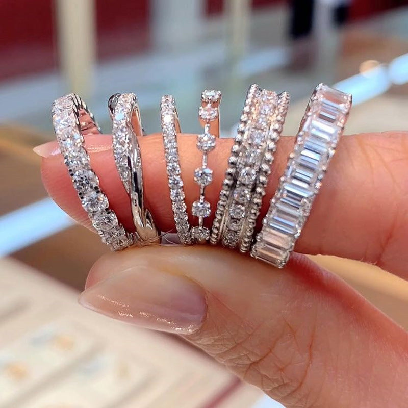 Elegant Zircon Platinum Plated Copper Ring for Women