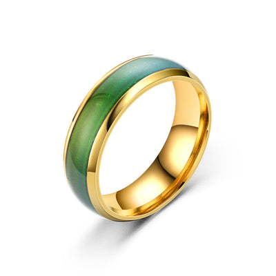 Fashion Glaze Color-Changing Stainless Steel Ring for Women