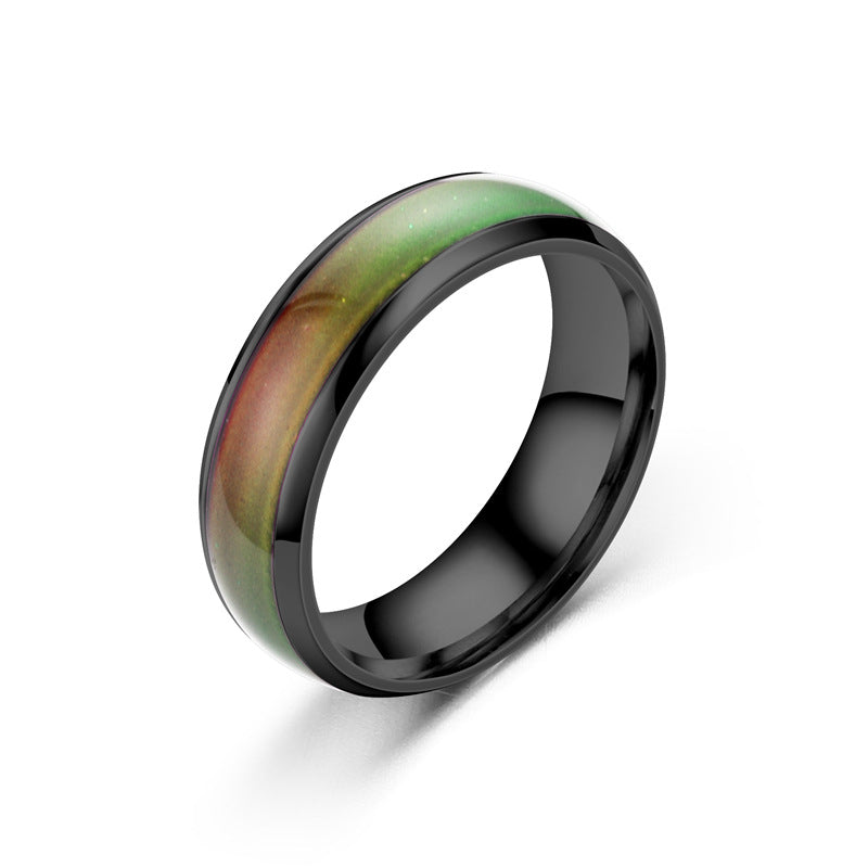 Fashion Glaze Color-Changing Stainless Steel Ring for Women