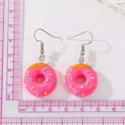 Fashion Multicolor Donut Creative Dessert Resin Earrings