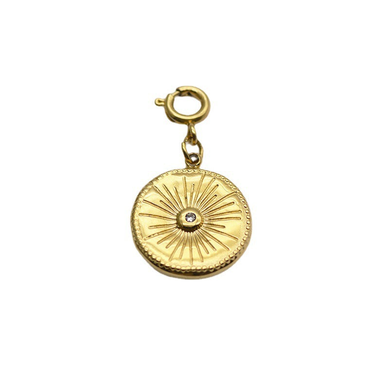 Retro Titanium Steel Necklace with Natural Stone Pendant - DIY Detachable Clavicle Chain