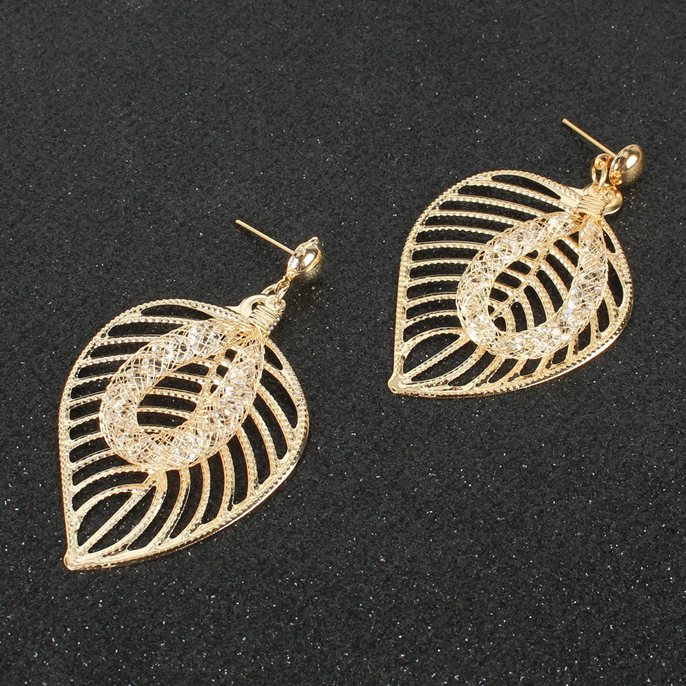 Minimalist Statement Leaf Drop Earrings for Women