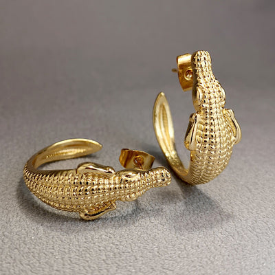 Fashion Crocodile C-Shaped Alloy Earrings