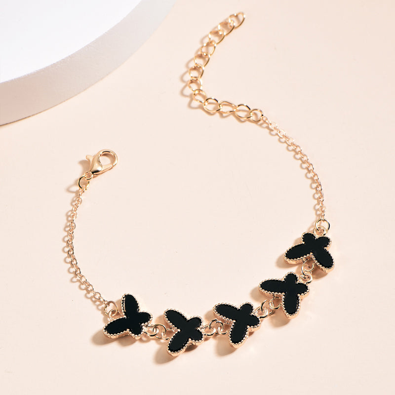 Fashion Elegant Butterfly and Clover Charm Bracelet