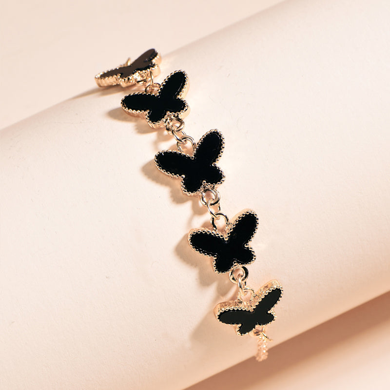 Fashion Elegant Butterfly and Clover Charm Bracelet