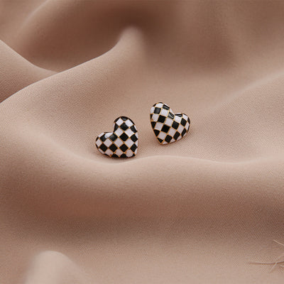 Fashion Pearl Heart Plaid Alloy Drop Earrings - 2023 Trendy Minimalist Design