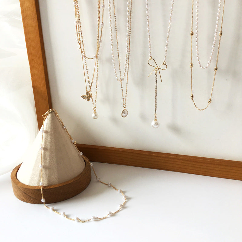 Elegant Pearl Multi-Layered Alloy Choker Necklace