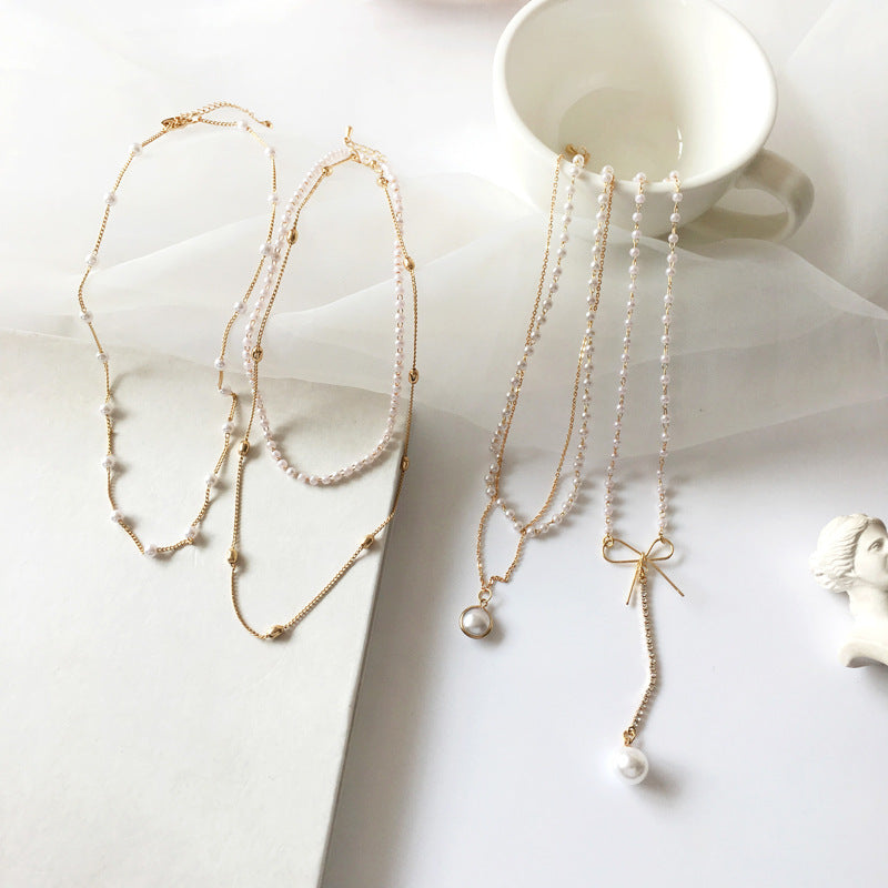 Elegant Pearl Multi-Layered Alloy Choker Necklace