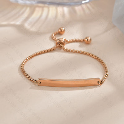 Fashion Personalized Simple Glossy ID Bracelet with Custom Engraving for Women and Kids