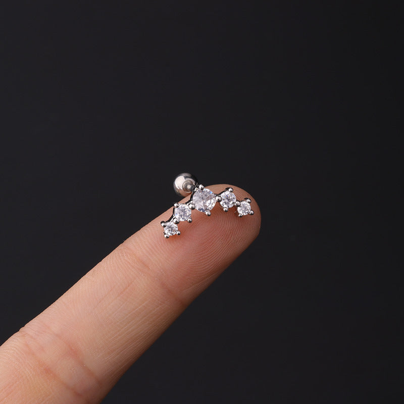 Zircon Copper Stud Earrings with Stainless Steel Screw Back