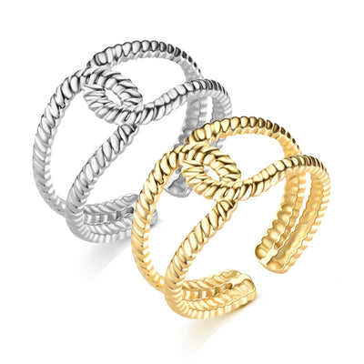 Fashion Vintage Heart Snake Titanium Steel Open Ring for Couples
