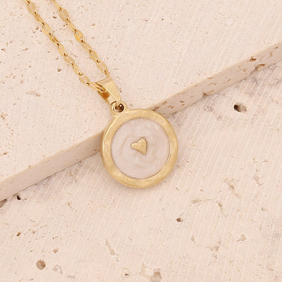 Geometric Owl Heart Stainless Steel Pendant Necklace with Zircon Inlay