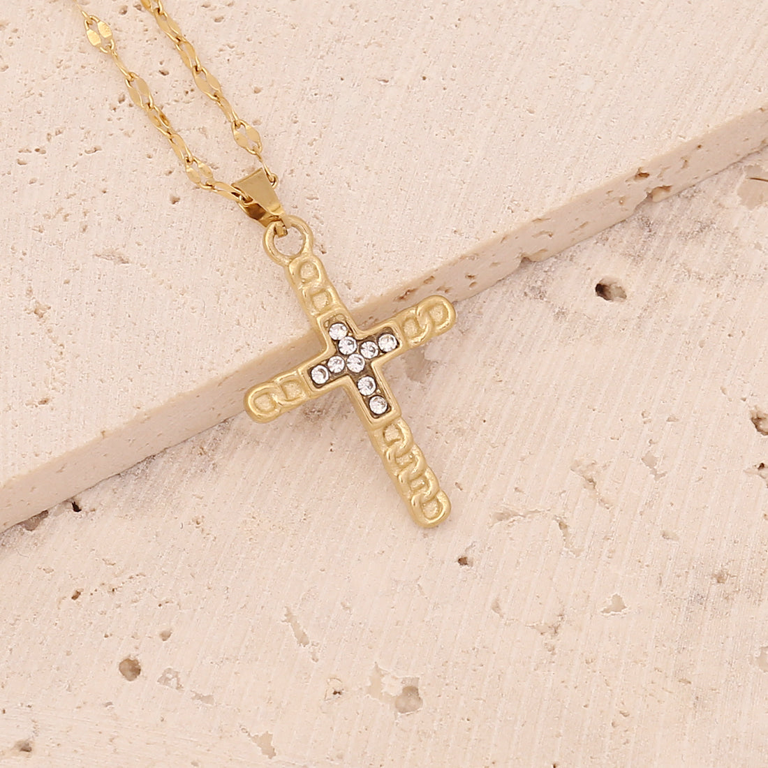 Geometric Owl Heart Stainless Steel Pendant Necklace with Zircon Inlay