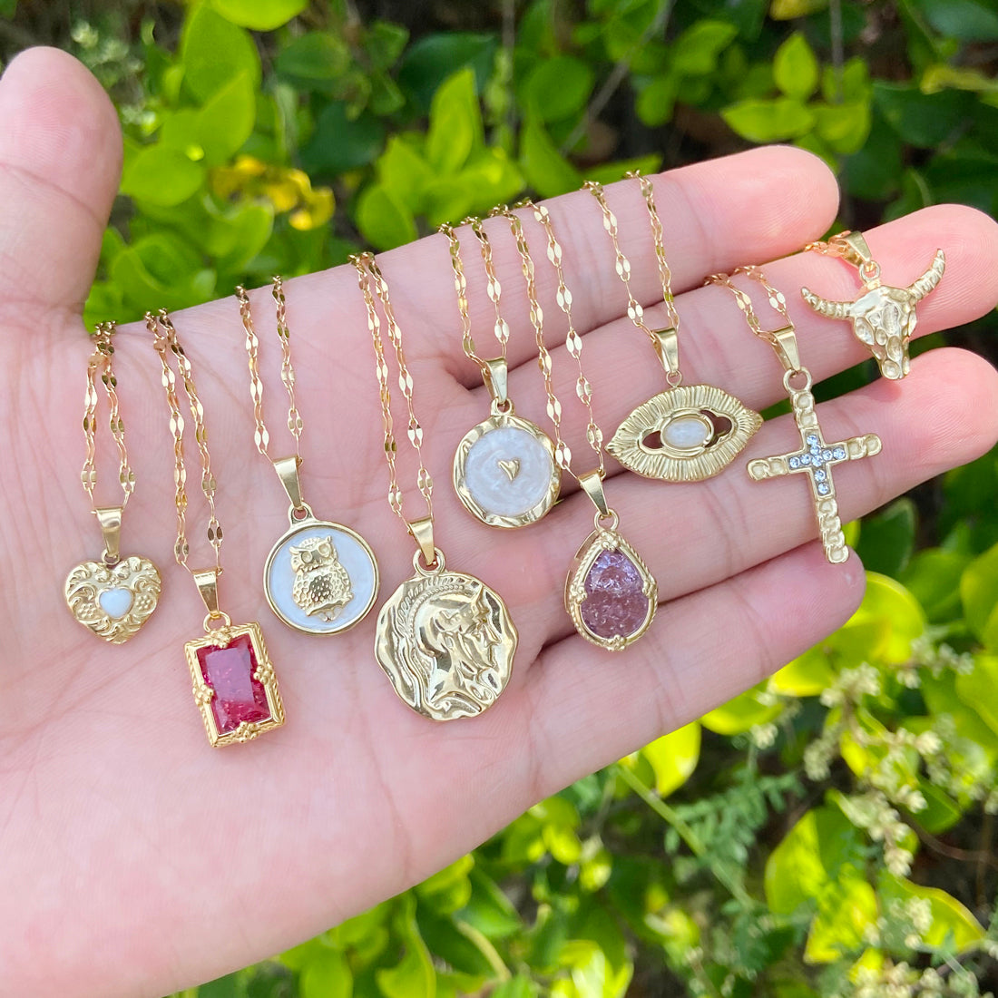 Geometric Owl Heart Stainless Steel Pendant Necklace with Zircon Inlay